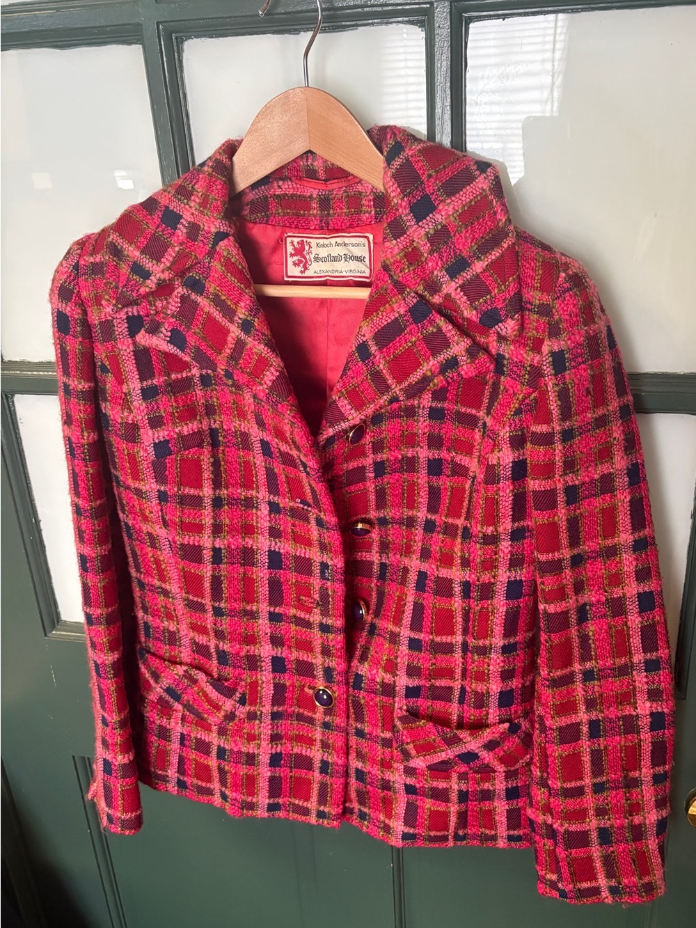 Vintage Red Plaid Kinloch Anderson Wool Blazer